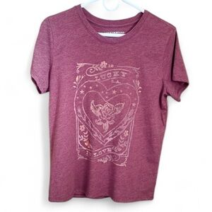 Lucky Brand Lucky In Love Graphic Tee Pink Medium LIKE NEW Classic Crew Casual